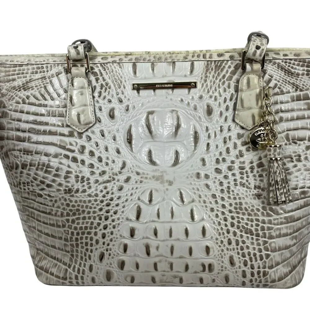 Brahmin Medium Asher Melbourne Tote Bag Shoulder Bag Cream Green - Picture 6 of 12